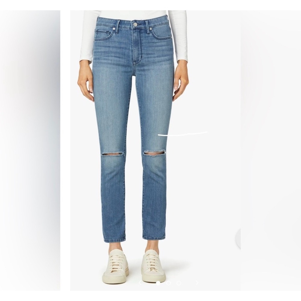 Joes Jeans Celina High Rise Straight Ankle Destructed Hem Blue 27 Distressed C7N